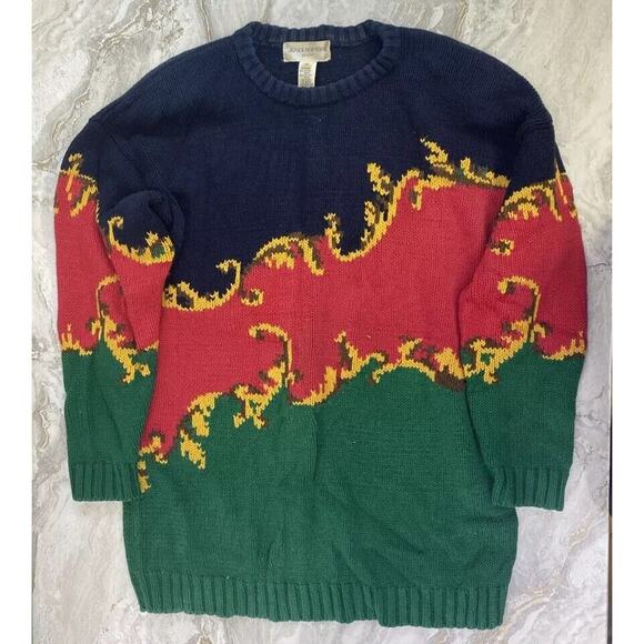 Vintage Jones New York Sweater Womens Medium Linen Blend Pullover Christmas - Picture 1 of 5